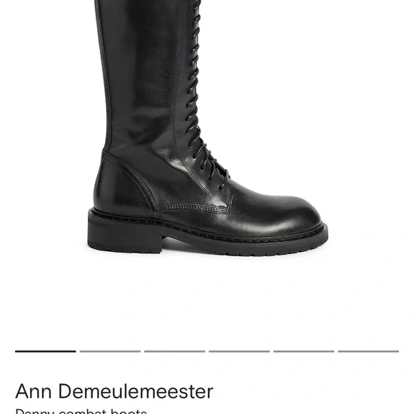 Ann Demeulemeester Danny Black Leather Lace-Up Combat Boots-37 - Picture 12 of 13